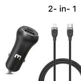 2 - in - 1 Dual Port Fast Charging Car Charger with 6FT Lightning CableMyBat Pro
